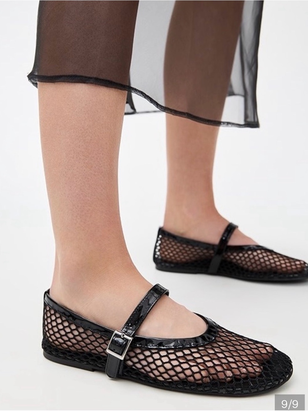 Tony Bianco Black Mesh Mary Jane Flats with Buckle